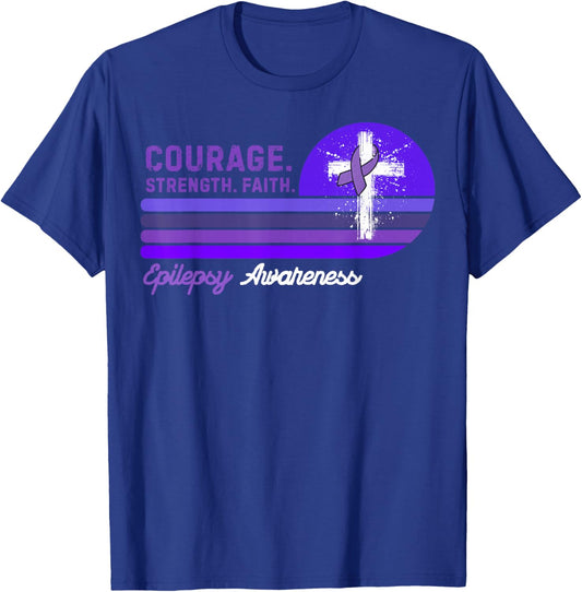 Vintage Seizure Support Epilepsy Awareness T-Shirt - T-Shirt | Royal