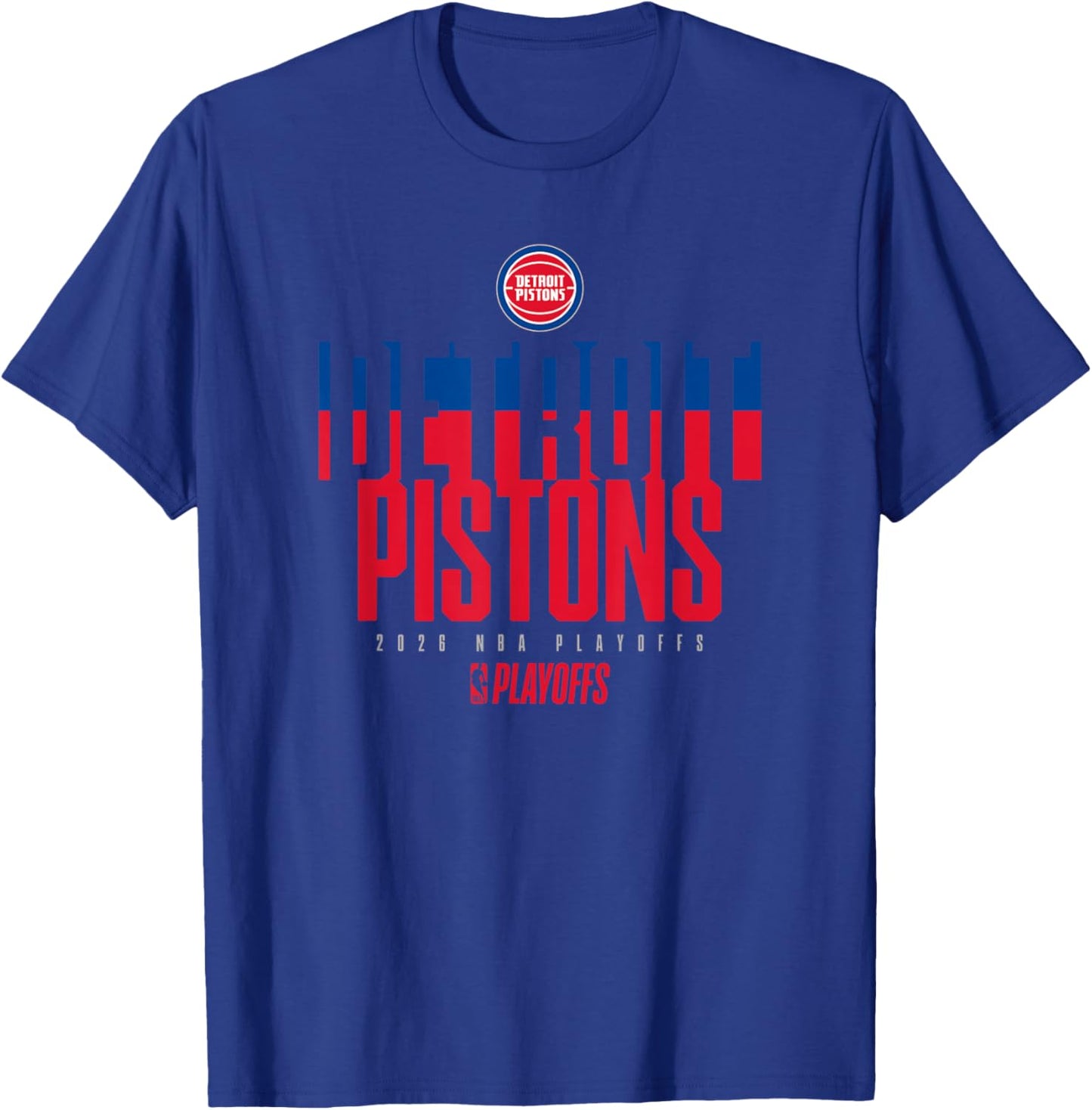 NBA Official 2026 Playoffs Detroit Pistons Stacked Up T-Shirt - T-Shirt | Royal