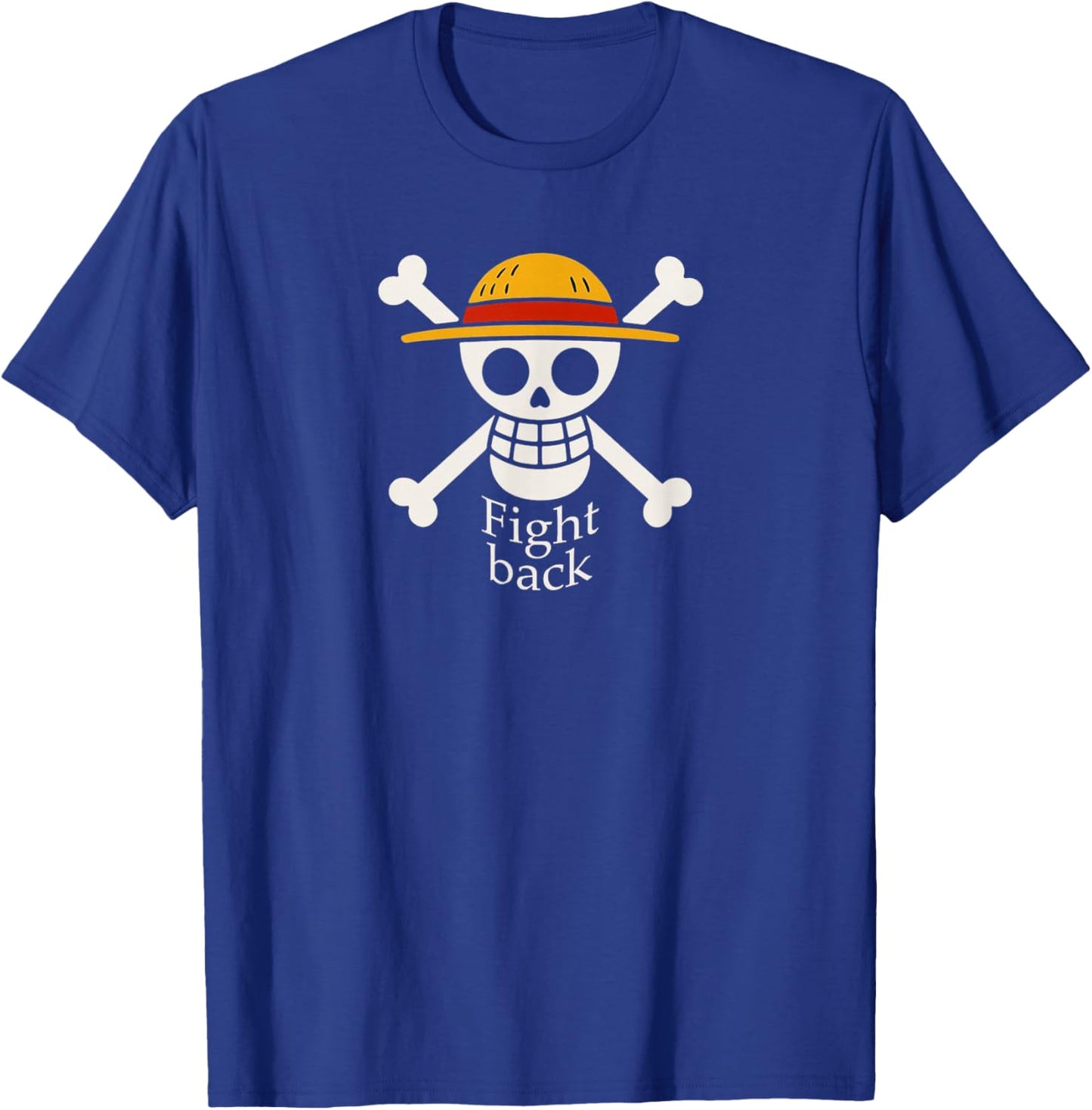 Straw Hat. Jolly Roger. Fight Back. T-Shirt - T-Shirt | Royal