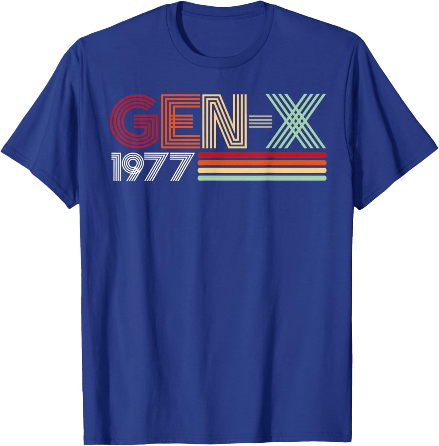 Gen X 1977 Retro Generation Xer Vintage Text Style T-Shirt - T-Shirt | Royal