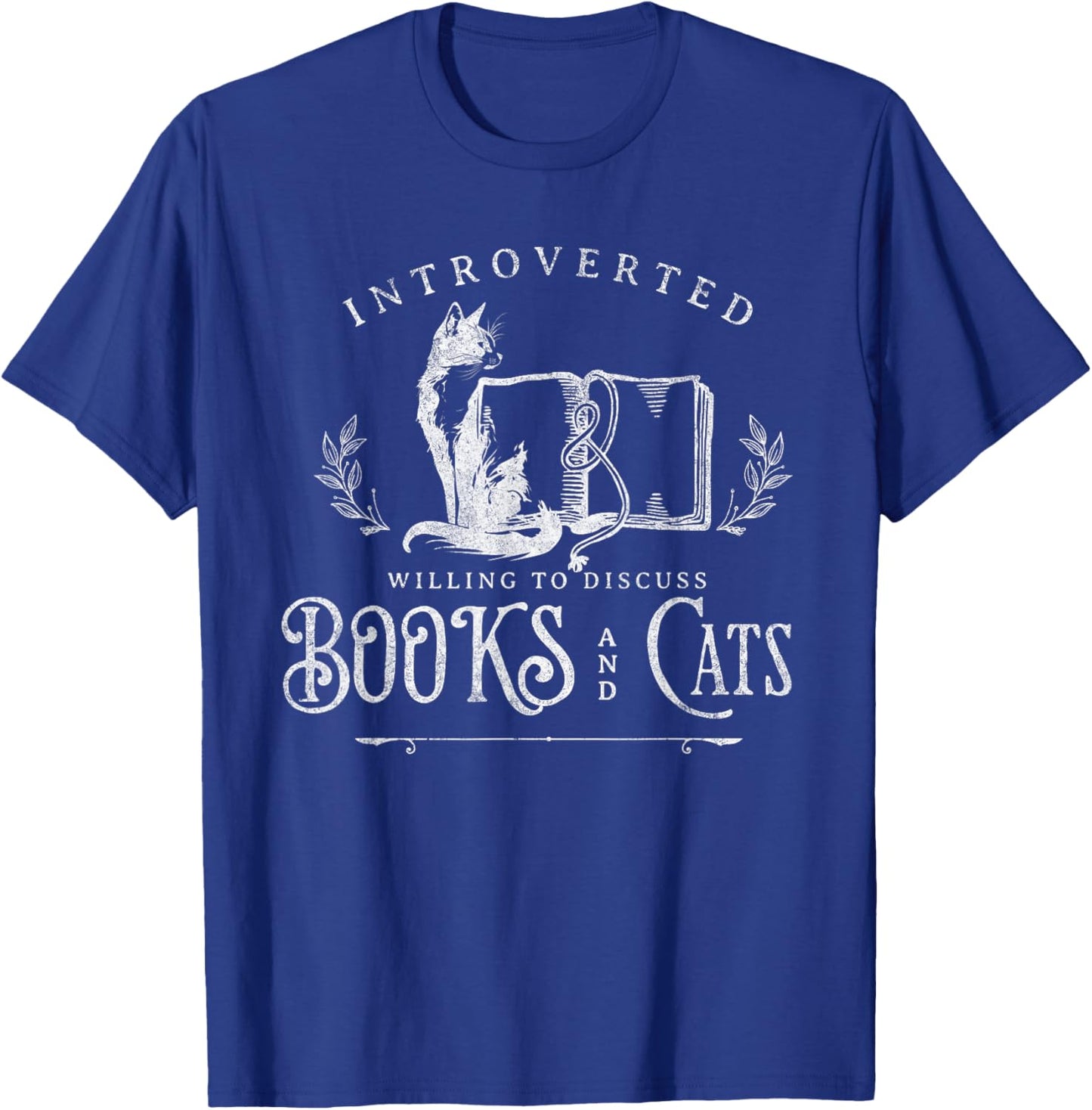 Introverted Willing to discuss Cats and Books T-Shirt - T-Shirt | Royal