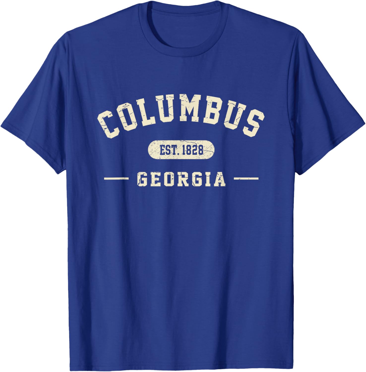 Columbus Georgia Est 1828 Vintage Retro Athletic Style T-Shirt - T-Shirt | Royal