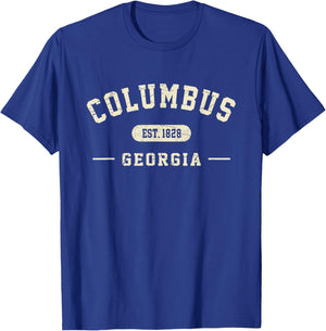Columbus Georgia Est 1828 Vintage Retro Athletic Style T-Shirt - T-Shirt | Royal