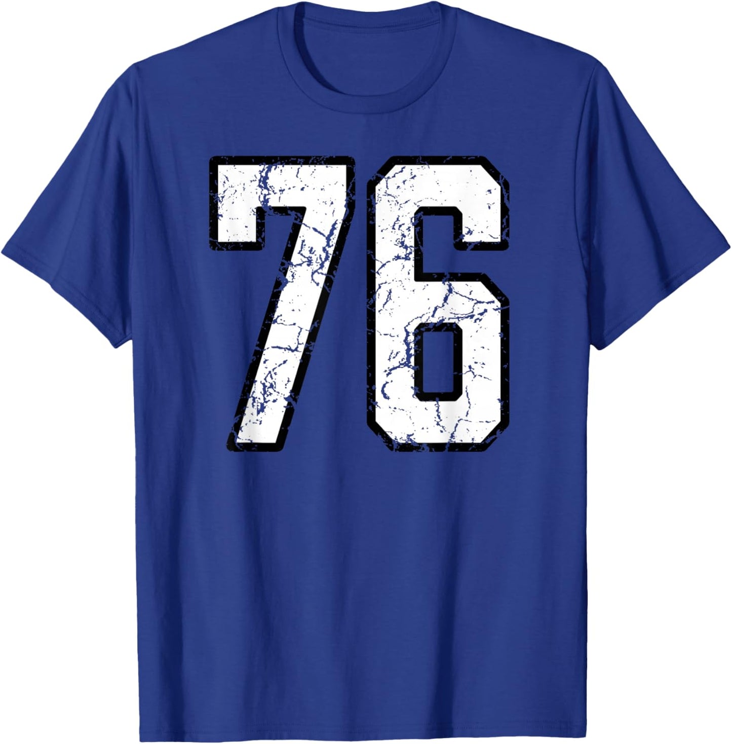 White and Black Sports Number 76 Jersey Uniform Player T-Shirt - T-Shirt | Royal