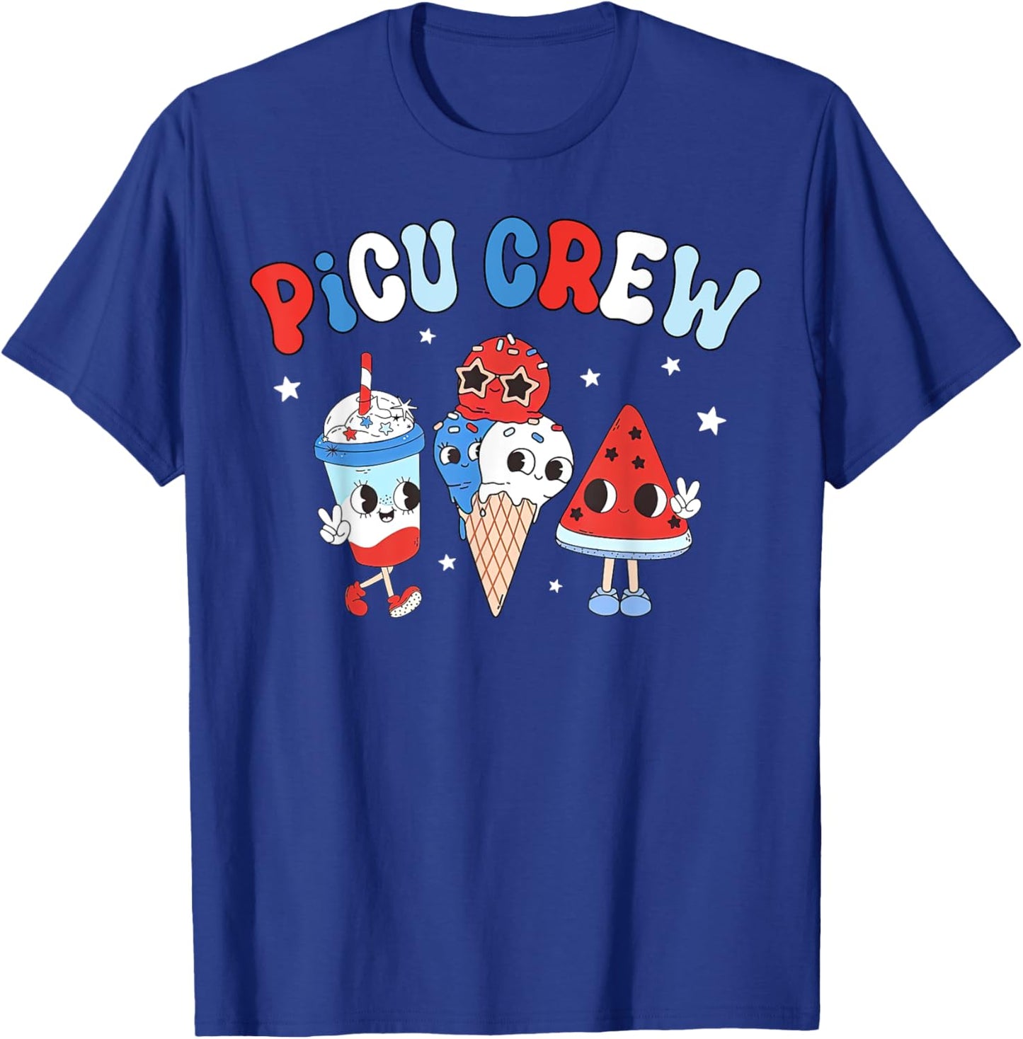 PICU Crew Pediatric Nurse Appreciation Patriotic 4th Of July Men T-Shirt - T-Shirt | Royal