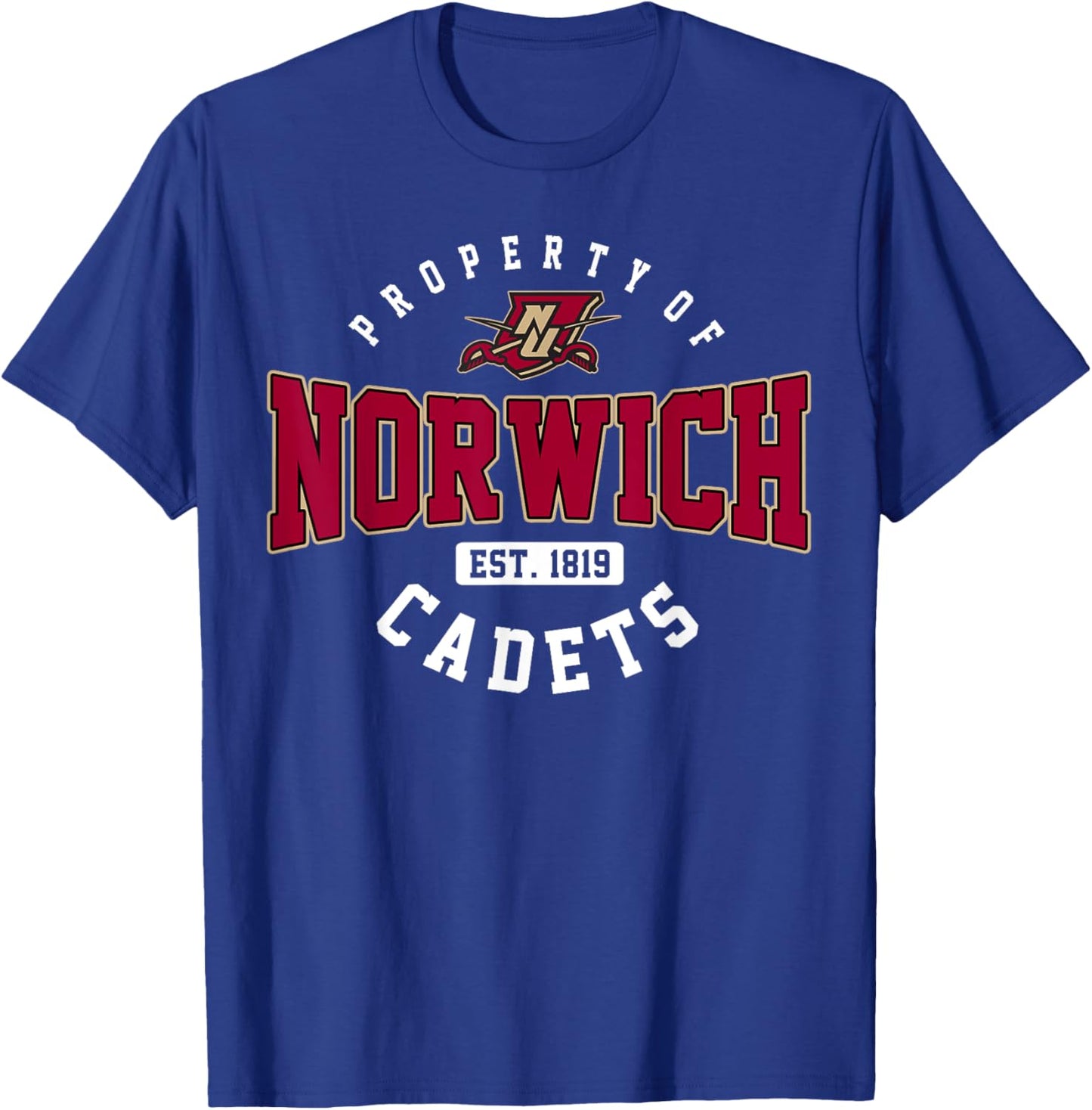 Property of Norwich University Athletics Arch Vintage Design T-Shirt - T-Shirt | Royal