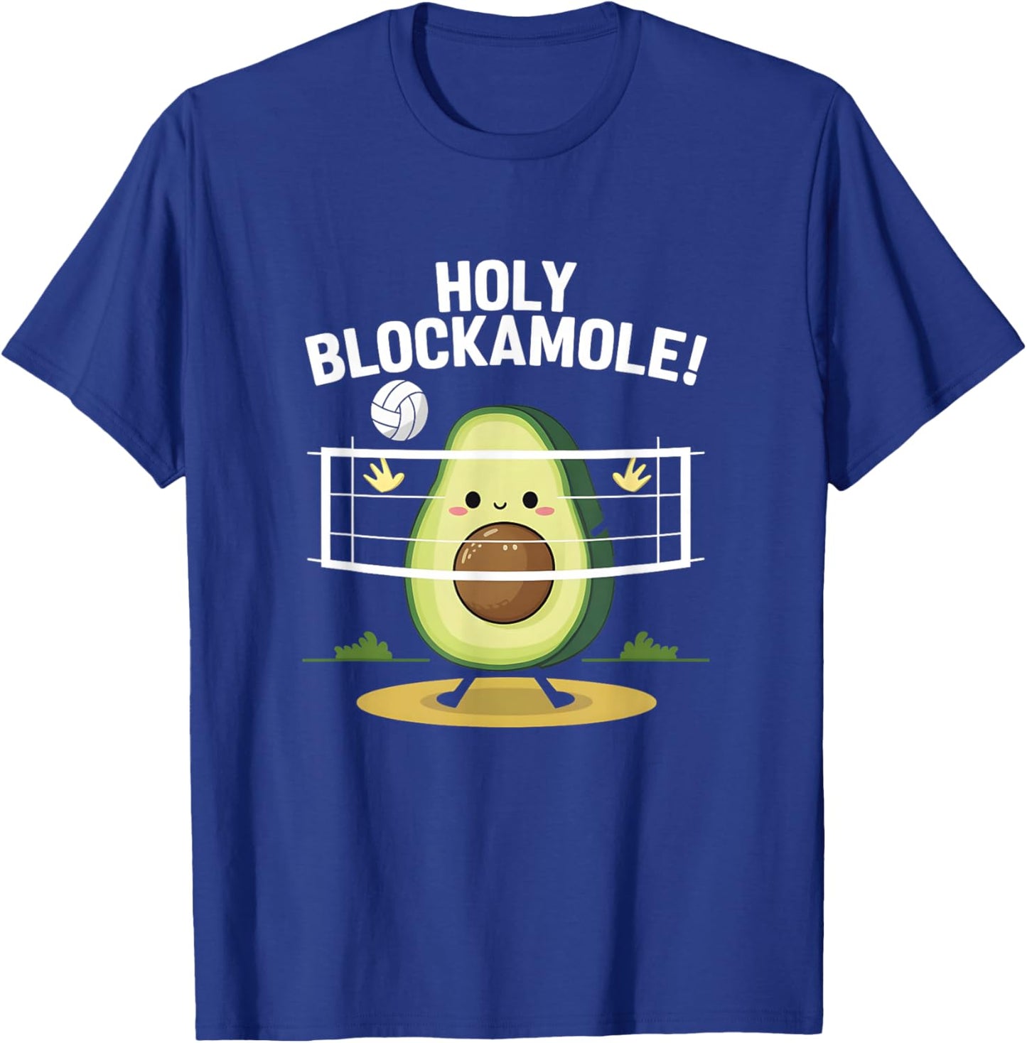 Holy Blockamole! Avocado Volleyball Fun T-Shirt - T-Shirt | Royal