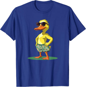 Cool Duck in Shorts and Sunglasses for Summer Fans Men Women Kids T-Shirt - T-Shirt | Royal