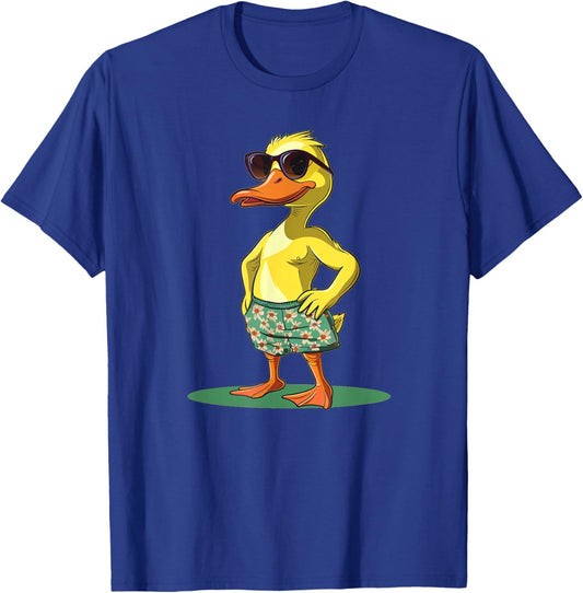 Cool Duck in Shorts and Sunglasses for Summer Fans Men Women Kids T-Shirt - T-Shirt | Royal