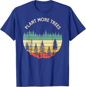 Vintage Retro Style 80s Happy Pine Trees Plant more trees T-Shirt - T-Shirt | Royal