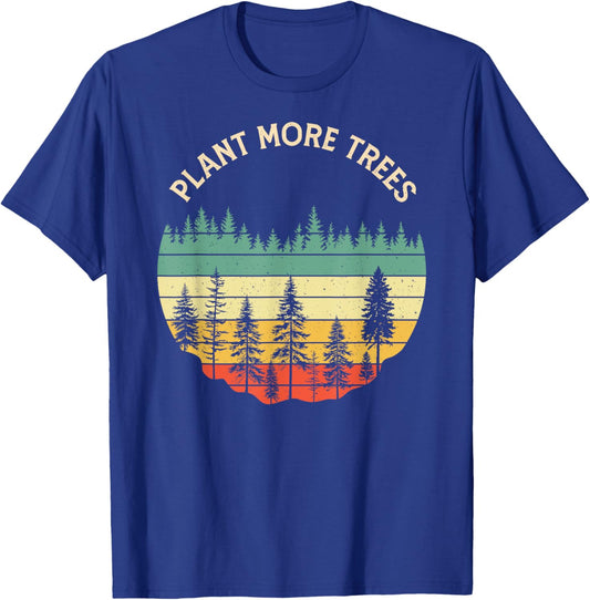 Vintage Retro Style 80s Happy Pine Trees Plant more trees T-Shirt - T-Shirt | Royal