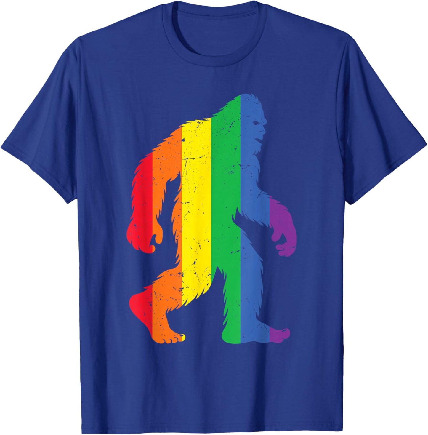 LGBTQ Flag Bigfoot Funny Gay Pride Month Sasquatch Rainbow T-Shirt - T-Shirt | Royal