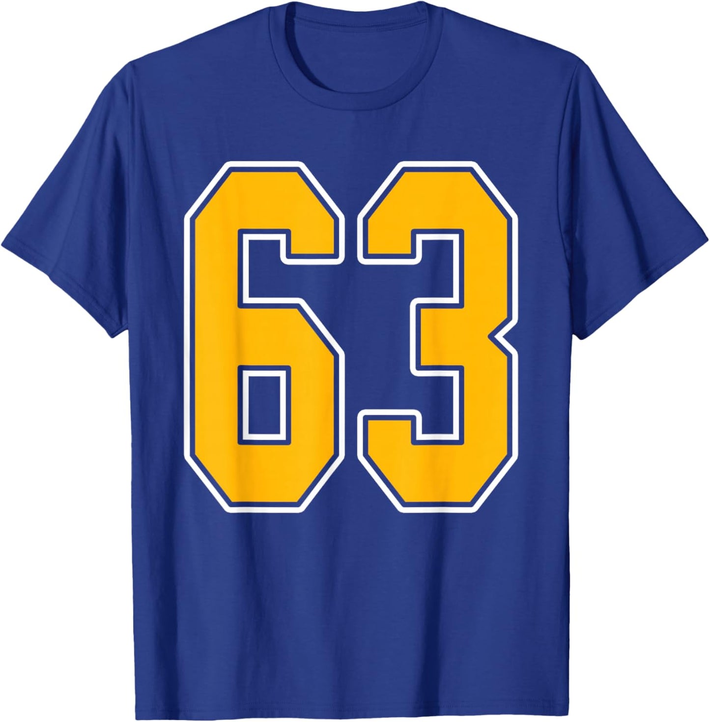 Gold and White Sports Number 63 Jersey Uniform Player T-Shirt - T-Shirt | Royal
