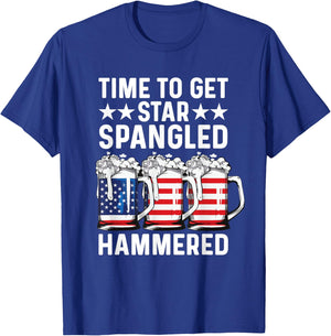 Time To Get Star Spangled Hammered USA Flag Patriotic Beer Men T-Shirt - T-Shirt | Royal