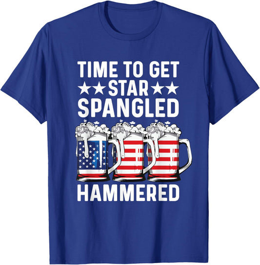 Time To Get Star Spangled Hammered USA Flag Patriotic Beer Men T-Shirt - T-Shirt | Royal