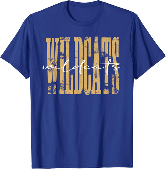 Gold Wildcats School Spirit Mascot Wildcat Pride T-Shirt - T-Shirt | Royal