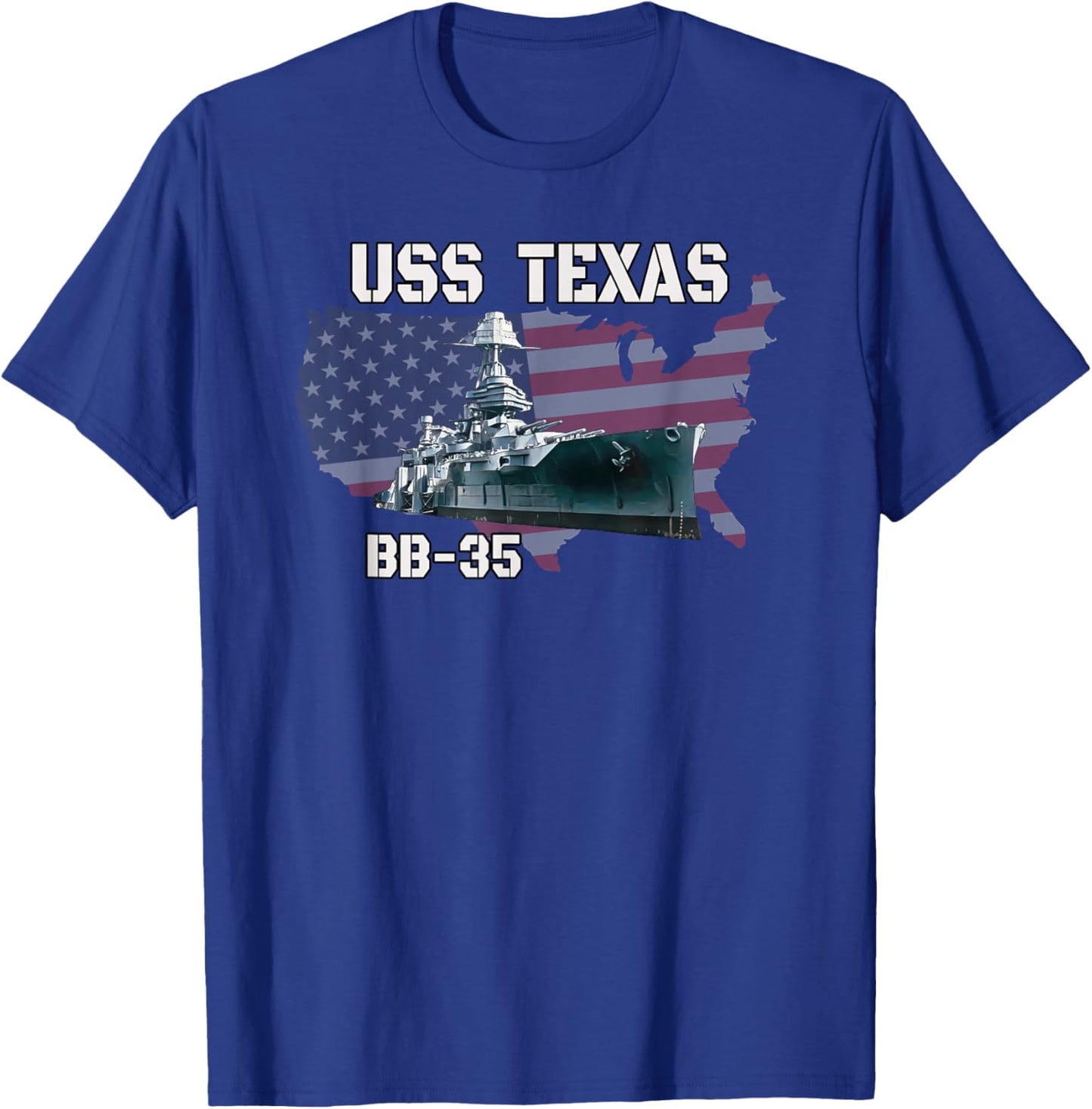 WW2 & WW1 American Battleship USS Texas BB-35 Warships T-Shirt - T-Shirt | Royal