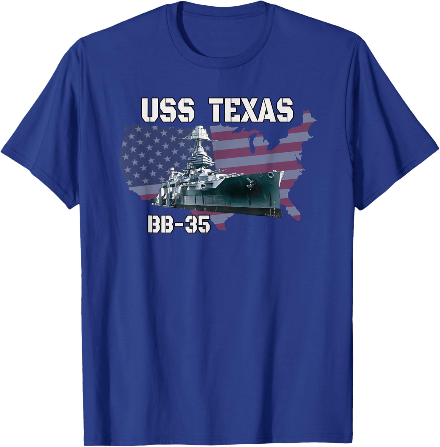 WW2 & WW1 American Battleship USS Texas BB-35 Warships T-Shirt - T-Shirt | Royal