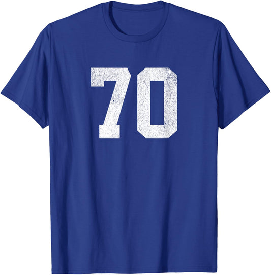 Jersey Uniform Number #70 Athletic Style Sports Graphic T-Shirt - T-Shirt | Royal