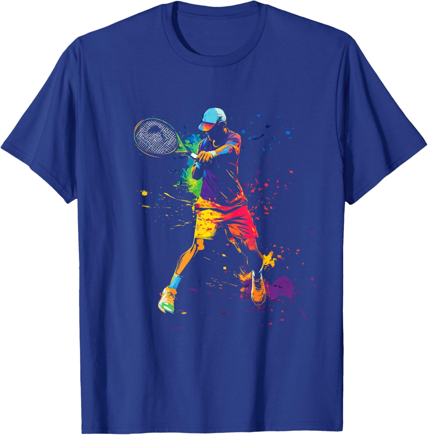 Tennis Player Splash Art Topspin Turn-Up Tennis Man T-Shirt - T-Shirt | Royal