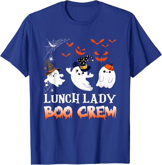 Lunch Lady Boo Crew Funny Halloween Ghost Costume Idea T-Shirt - T-Shirt | Royal