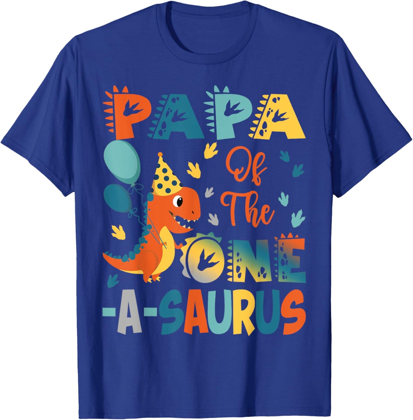 Papa Of The One-A-Saurus 2Nd Birthday Dinosaur Party T-Shirt - T-Shirt | Royal