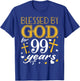 Vintage Blessed By God For 99 Years Happy 99th Birthday T-Shirt - T-Shirt | Royal