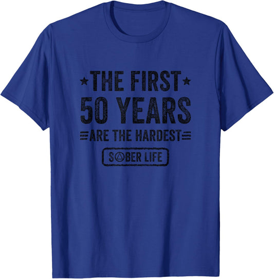 50 Years Sober - 50th Sobriety Anniversary T-Shirt - T-Shirt | Royal