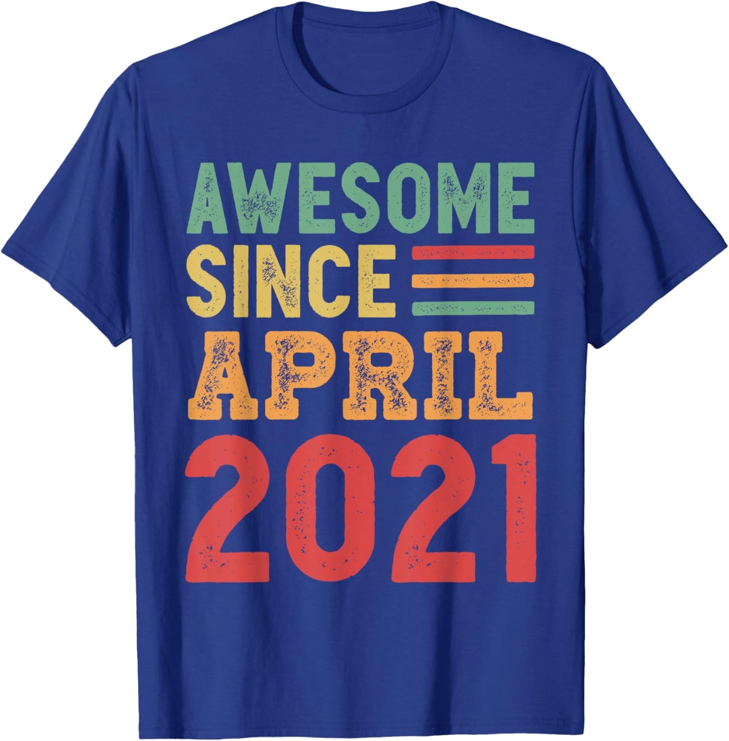 Awesome Since April 2021 4th Birthday Gift T-Shirt - T-Shirt | Royal