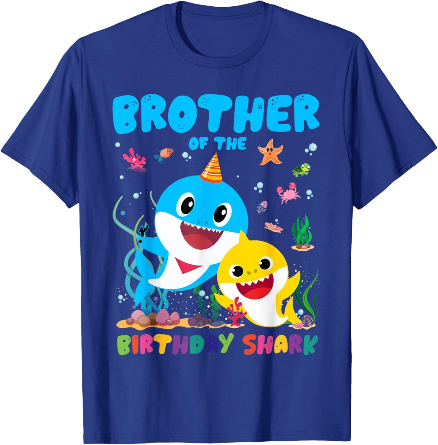 Funny Brother Of The Birthday Family Shark Birthday Boy Girl T-Shirt - T-Shirt | Royal
