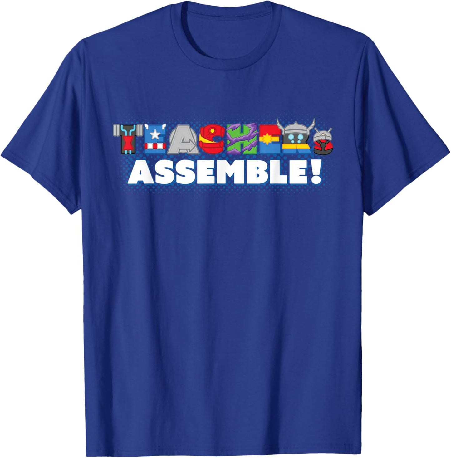 Marvel Super Heroes Avengers Teachers Assemble! Teacher Team T-Shirt - T-Shirt | Royal