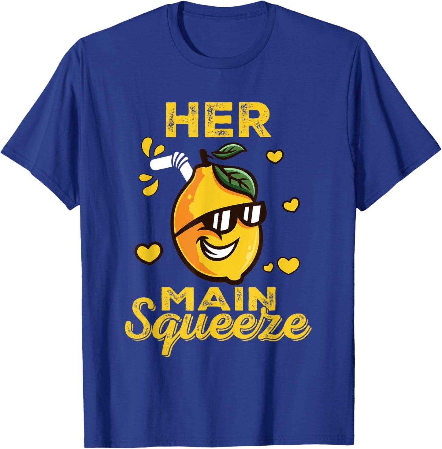 Cute Funny Her Main Squeeze Funny Lemon Couples Matching T-Shirt - T-Shirt | Royal