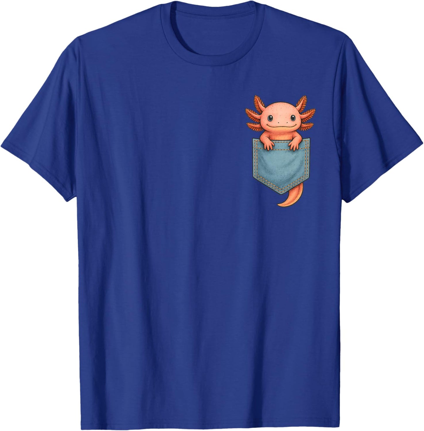 Cute Axolotl Pocket Funny Gifts Women Teen Kid T-Shirt - T-Shirt | Royal