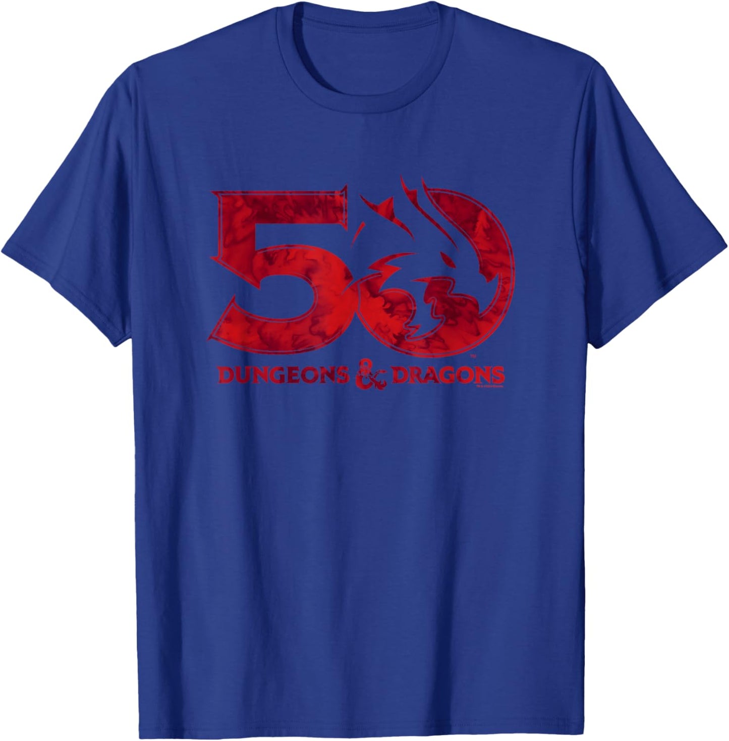 Dungeons & Dragons Dyed 50th Stacked Logo T-Shirt - T-Shirt | Royal