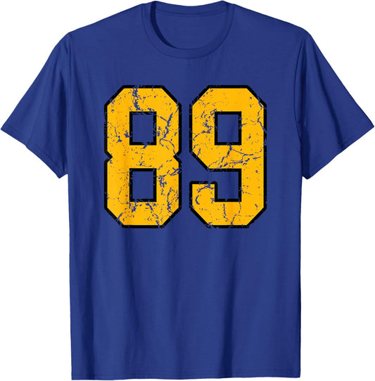 Gold and Black Sports Number 89 Jersey Uniform Player T-Shirt - T-Shirt | Royal