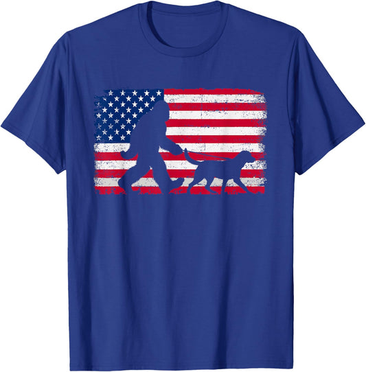 Retro Labrador Retriever 4th of July American Flag Patriotic Women Kids Men T-Shirt - T-Shirt | Royal