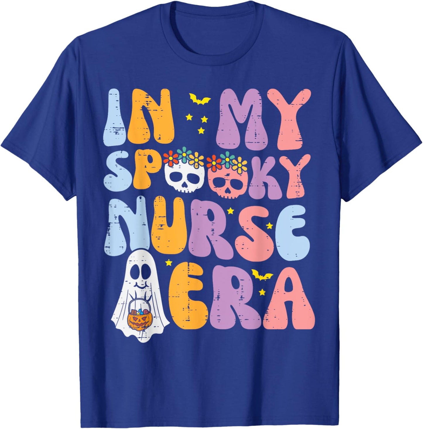 Halloween My Spooky Nurse Era Costume Groovy Scrub Top Women T-Shirt - T-Shirt | Royal