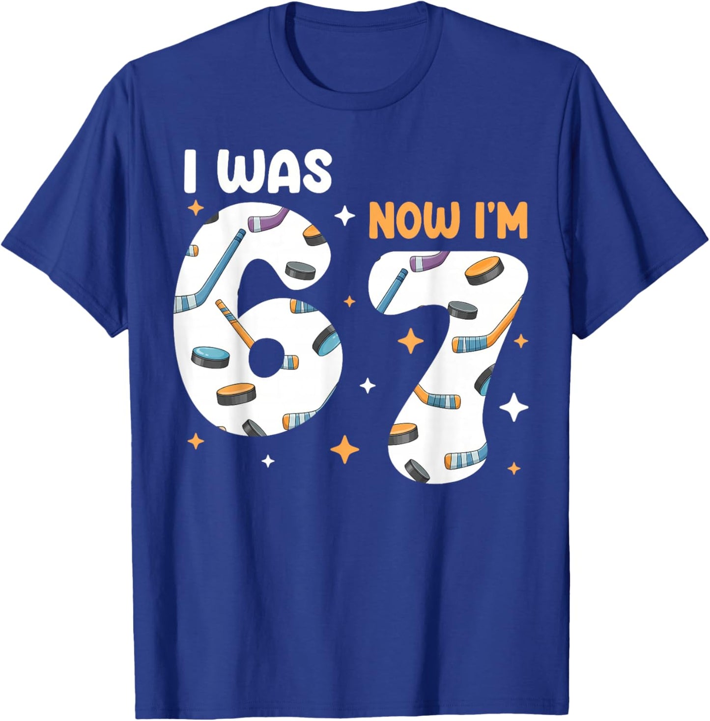 I was 6 Now I'm 7 Hockey Birthday T-Shirt - T-Shirt | Royal