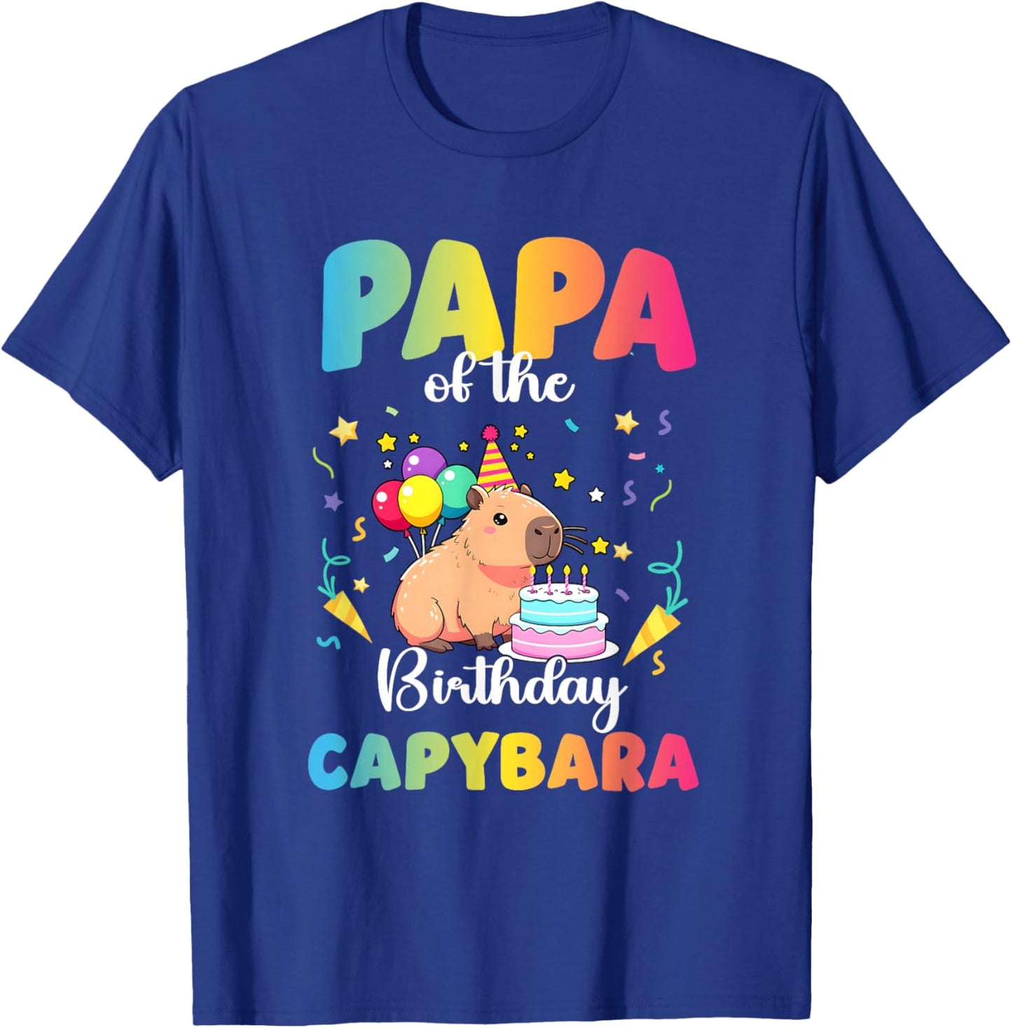 Papa of The Birthday Girl Capybara Bday Party Family T-Shirt - T-Shirt | Royal