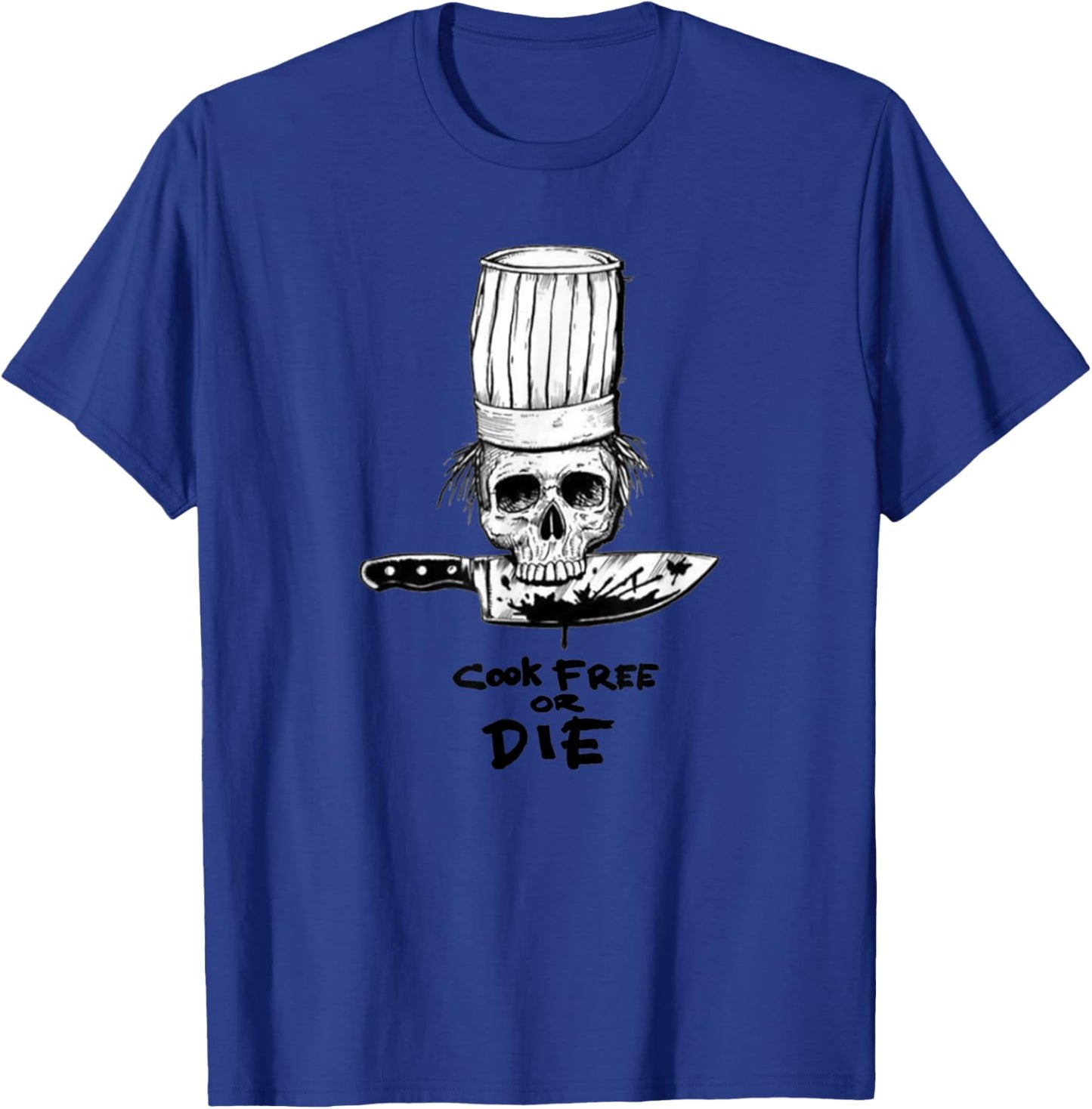 Bourdain Cook Free Or Die Funny Skull Chef Food T-Shirt - T-Shirt | Royal