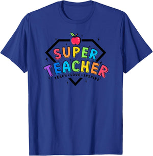 Super Teacher Power Team Teaching 100th Day Smarter School T-Shirt - T-Shirt | Royal