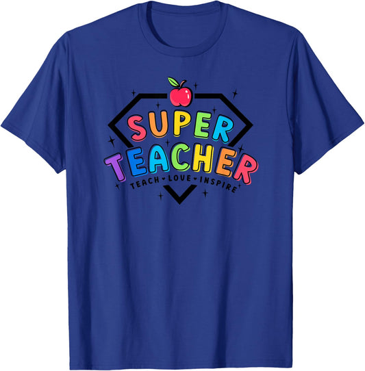 Super Teacher Power Team Teaching 100th Day Smarter School T-Shirt - T-Shirt | Royal