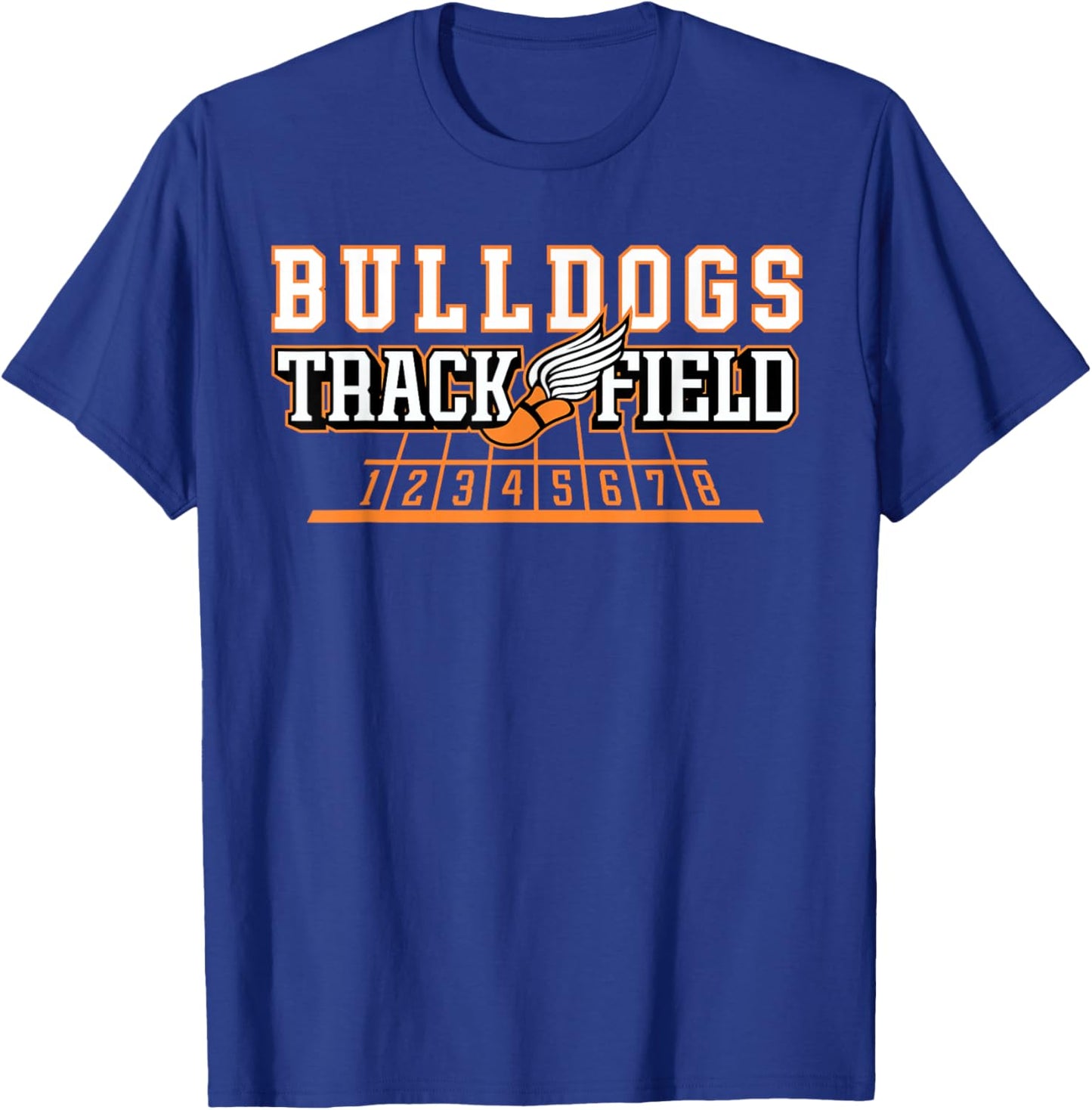 Bulldogs Orange Track and Field Cross Country School Bulldog T-Shirt - T-Shirt | Royal