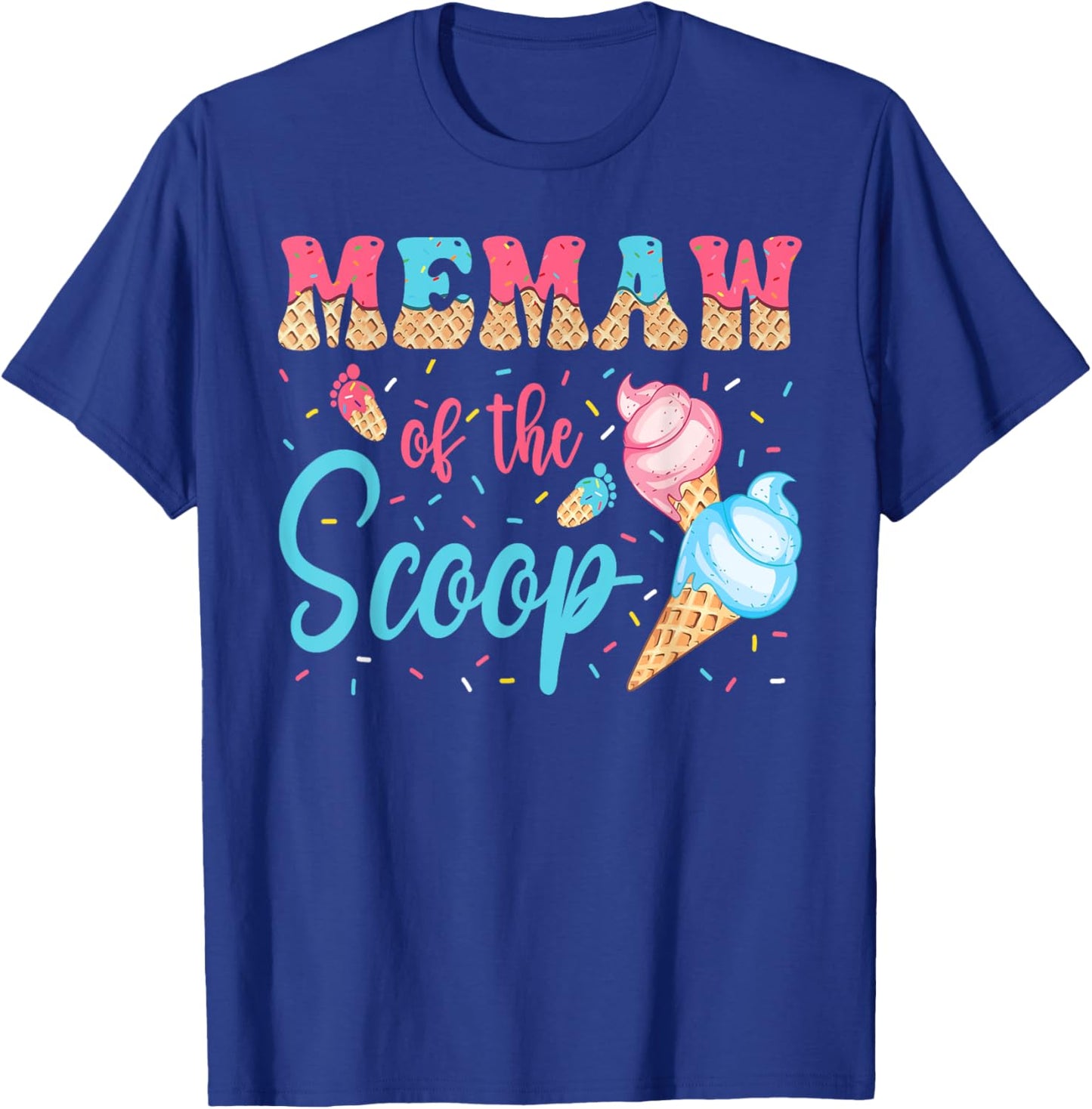 Memaw Of The Scoop Ice Cream Gender Reveal Baby Shower T-Shirt - T-Shirt | Royal