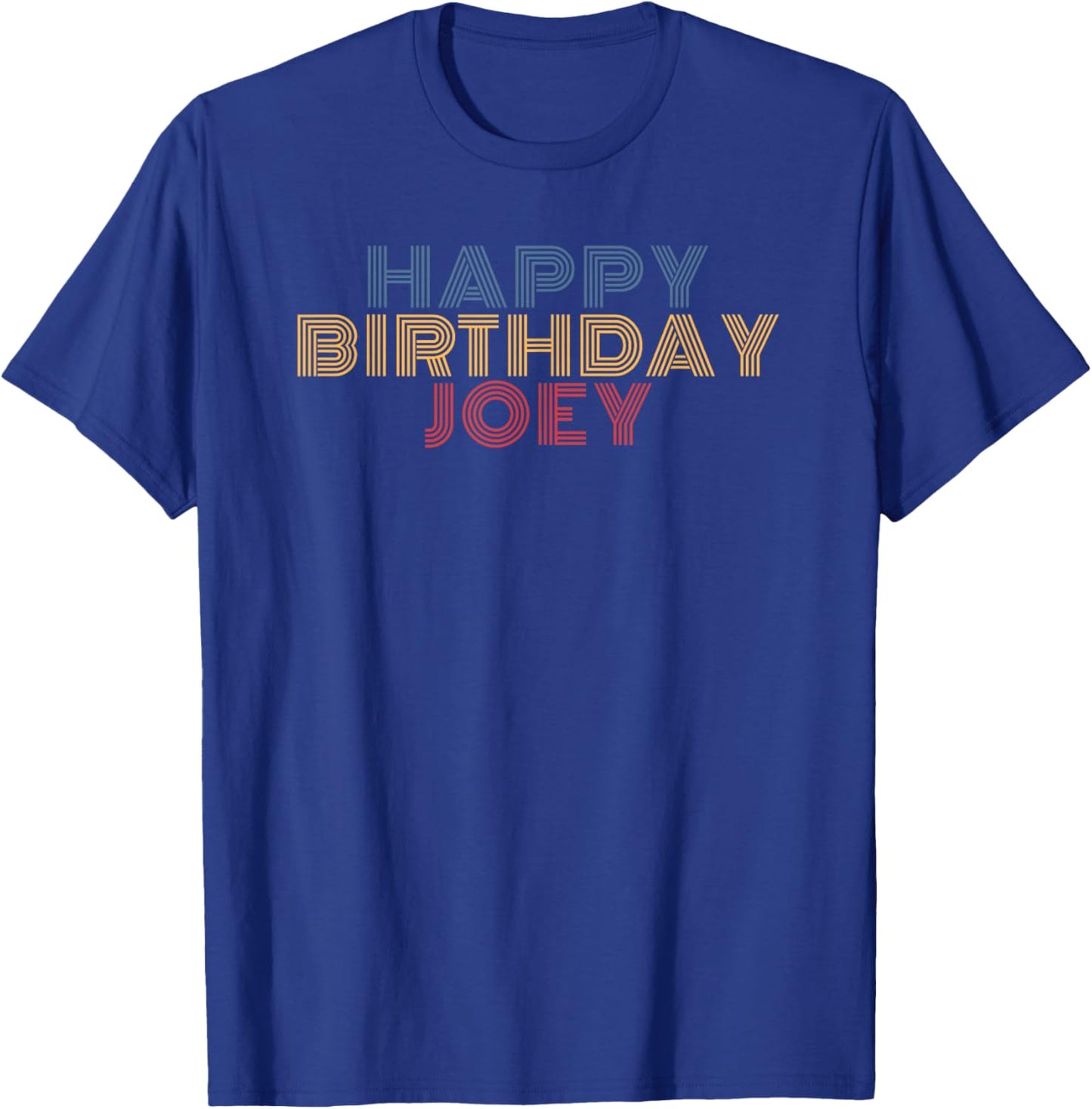 Happy Birthday Joey Personalized Name Retro Typography T-Shirt - T-Shirt | Royal
