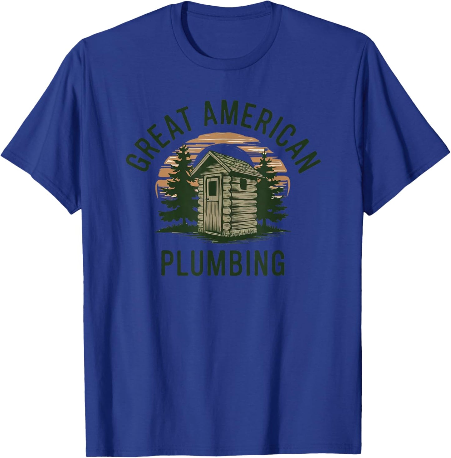 Great American Plumbing Funny Outhouse Country Bathrooms T-Shirt - T-Shirt | Royal