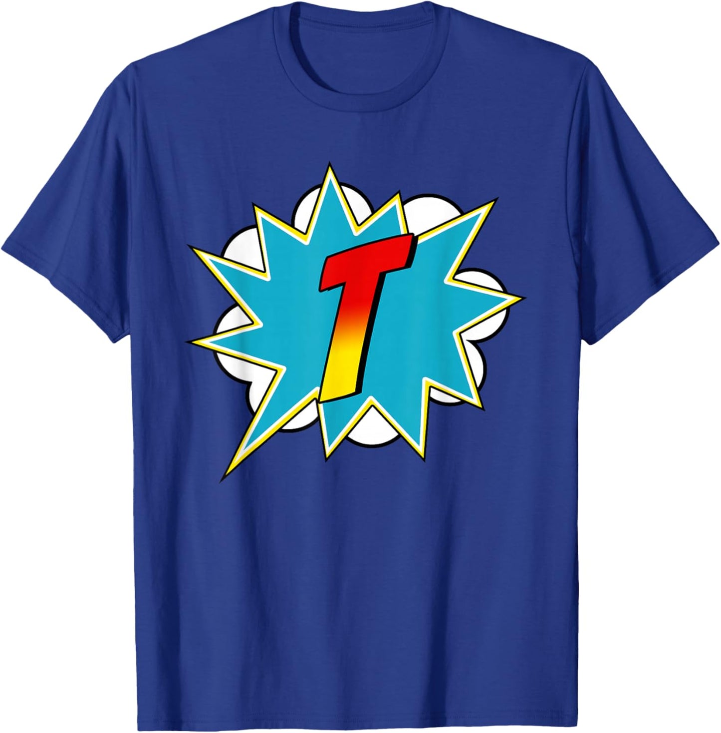 Letter Superhero Name Comic Costume : Black, Small, Retro, Superhero, Cartoon, -Adults & Kids, Short Sleeve, , Retro-Superhero T-Shirt - T-Shirt | Royal