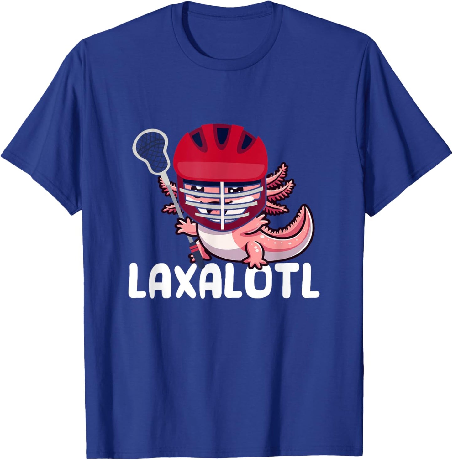 Funny Lacrosse LAX Laxalotl Axolotl Lacrosse Player Athlete T-Shirt - T-Shirt | Royal
