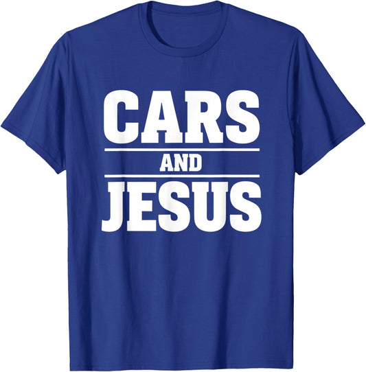 Car and Jesus, Car Christian Car Lover Design T-Shirt - T-Shirt | Royal