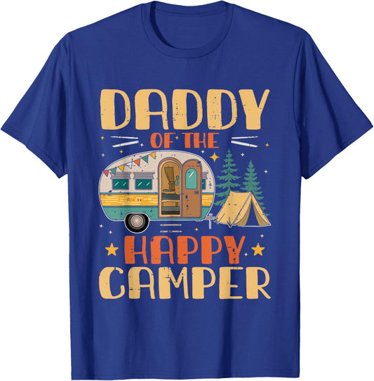 Daddy of Happy Camper 1st Birthday Party Retro Daddy T-Shirt - T-Shirt | Royal